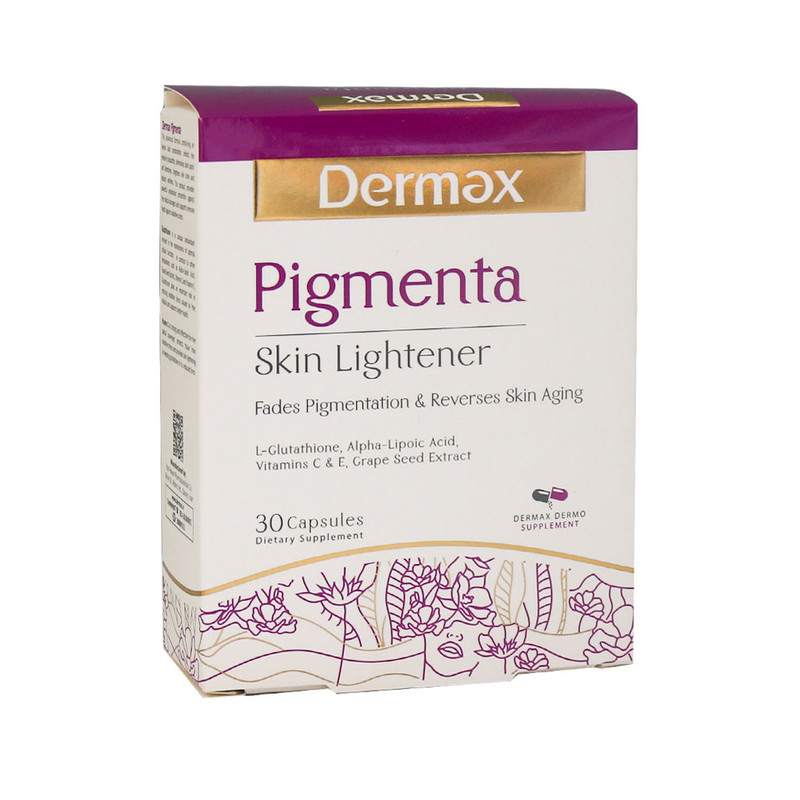کپسول روشنکننده پوست درمکس مدل Pigmenta بسته 30 عددی با ترکیبات آنتیاکسیدان قوی، کاهش چین و چروک، رفع لکههای تیره و محافظت در برابر آسیب اکسیداتیو سلولی