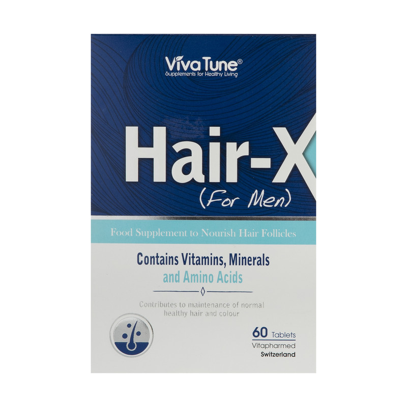 قرص مکمل تقویت مو و جلوگیری از ریزش ویوا تون مدل Hair-X آقایان بسته 60 عددی با ویتامینهای C، E و گروه B برای حفظ رنگ و سلامت مو و افزایش رشد و ضخامت تارهای مو